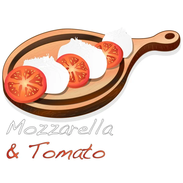 Vektorová ilustrace mozzarelly, třešňová rajčata-přísady — Stockový vektor