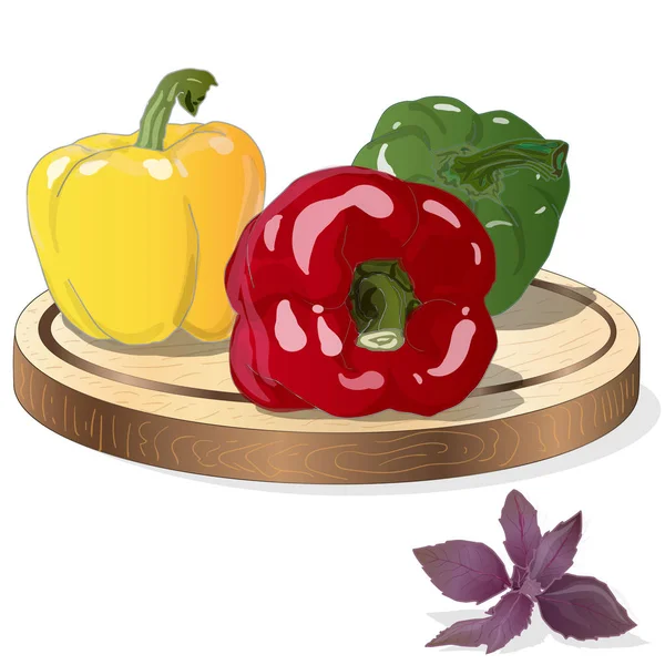 Tasty ripe bell peppers on white background. Vector illustration — Stock Vector