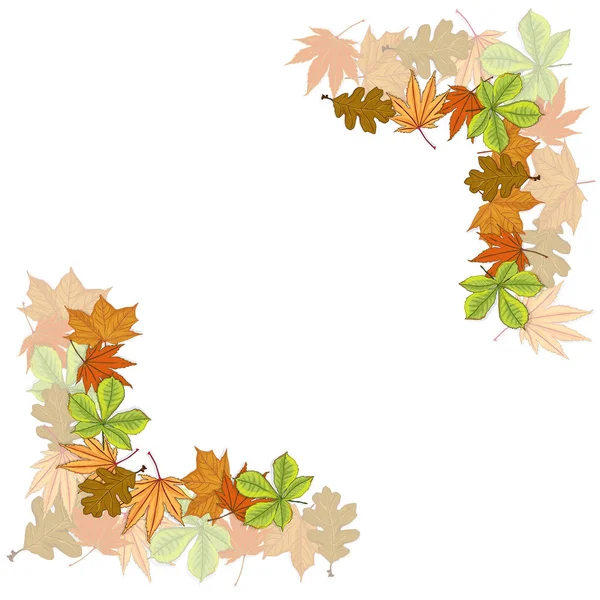 Ilustração vetorial da composição do outono. Quadro feito de colorfu — Vetor de Stock