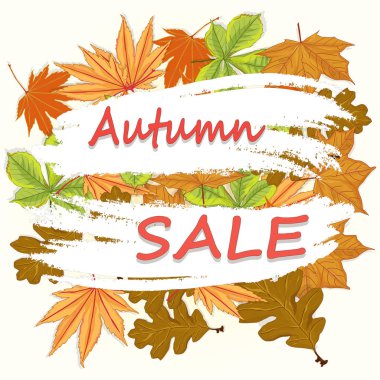 Sonbahar satışı için afiş. Sonbahar yapraklarının çiçek unsurları. Vektör