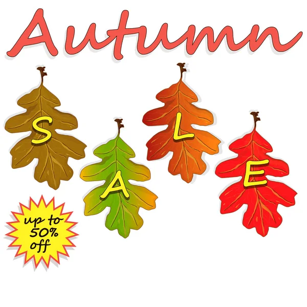 Banner para venda no outono. Elementos florais de folhas de outono. Vetor — Vetor de Stock