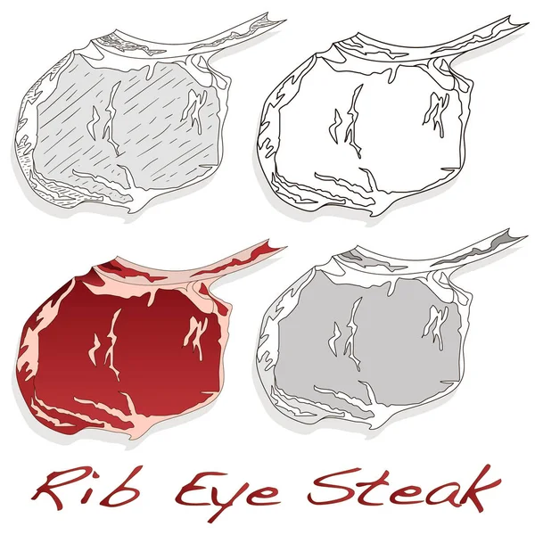 Biefstuk illustratie set. Vector beelden van steaks in verschillende gra — Stockvector