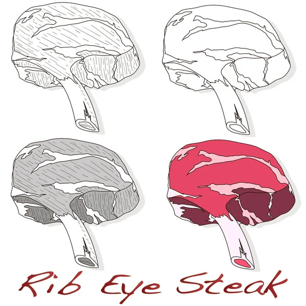 Biefstuk illustratie set. Vector beelden van steaks in verschillende gra — Stockvector