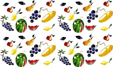 Meyve, sebze ile Sonbahar desen kartı.