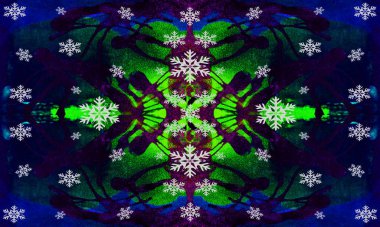 Suluboya sıçramaları ve kar taneleri ile soyut sanat