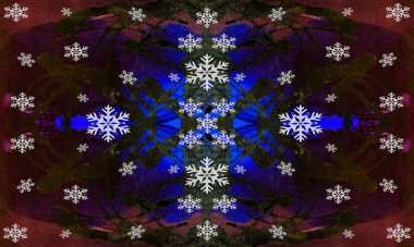 Suluboya sıçramaları ve kar taneleri ile soyut sanat