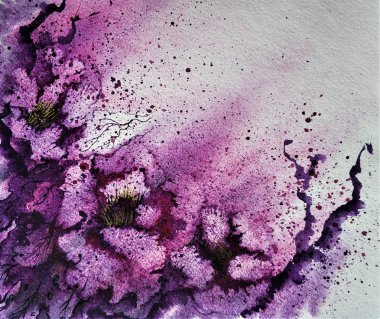 Bulanık pembe suluboya çiçekler arka plan