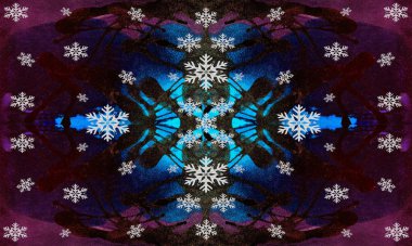 Suluboya sıçramaları ve kar taneleri ile soyut sanat