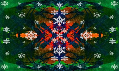 Suluboya sıçramaları ve kar taneleri ile soyut sanat