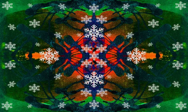 Suluboya sıçramaları ve kar taneleri ile soyut sanat