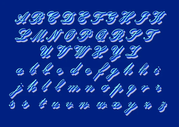 Calligraphic Font English Alphabet Neon Lighting Effect — Stock Vector