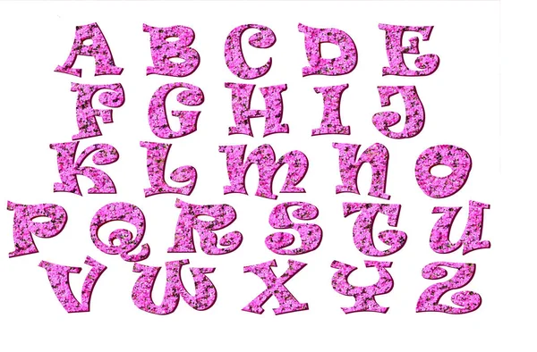 Καλλιτεχνική Γραμματοσειρά Ένα Αποτύπωμα Από Χαριτωμένα Ροζ Λουλούδια — Φωτογραφία Αρχείου