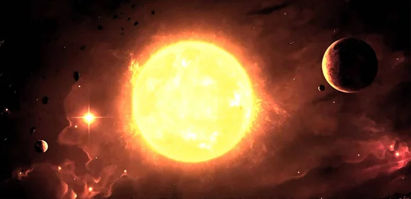 일러스트는 무한히 아름다운 태양계 스톡 이미지