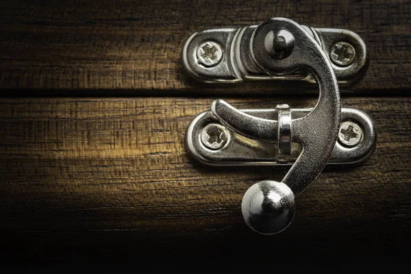 Ένα Κοντινό Μακρο Βλέμμα Ενός Αργύρου Μεταλλικό Συρόμενο Μάνταλο Lock — Φωτογραφία Αρχείου