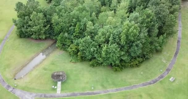 Vue aérienne d'une banlieue américaine typique montrant un mélange d'espaces résidentiels, commerciaux et naturels reliés par des allées aux rues et aux routes de campagne avec des bandes d'espaces pour les parkings, pelouses, arbres, buissons et autres plantations .