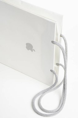 Apple Store White Paper Bag clipart