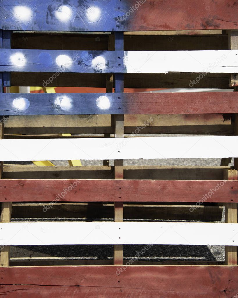 American Flag Painted On Wood