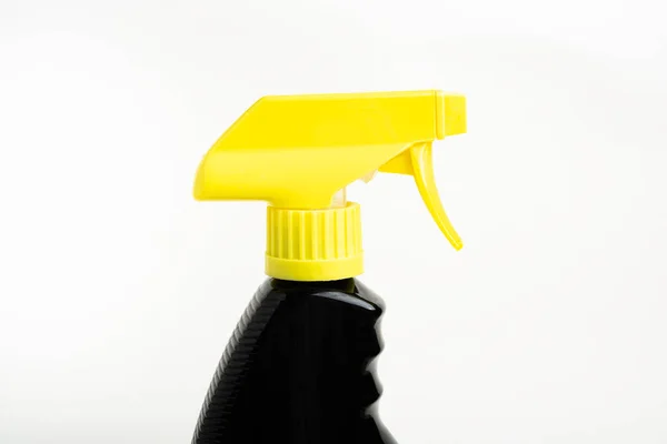 Close Top Portion Black Yellow Liquid Spray Plastic Dispenser Bottle Stock Photo