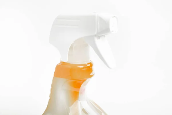 Close Top Portion Orange White Liquid Spray Plastic Dispenser Bottle — Stock Photo, Image