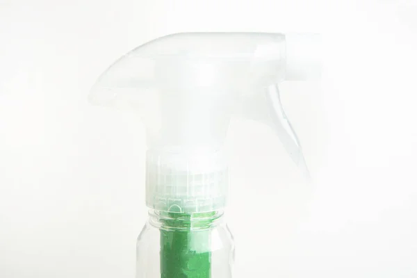 Крупный План Верхней Части Прозрачной Сопла Жидкости Распылителя Пластиковой Бутылки — стоковое фото
