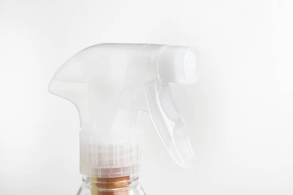 Penutup Bagian Atas Botol Dispenser Plastik Semprotan Cair Transparan Dipasang — Stok Foto