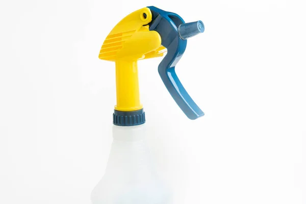 Close Top Portion Professional Liquid Spray Plastic Dispenser Bottle Set — Stock Photo, Image