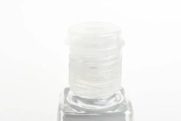Primer Plano Producto Tapa Superior Una Botella Dispensador Plástico Desinfectante — Foto de Stock