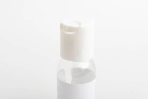 Close Product Shot Top White Cap Pocket Size Transparent Hand — Stock Photo, Image