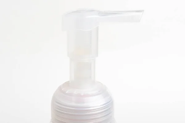 Close Image Translucent Top Pump Foam Soap Plastic Bottle Dispenser — Stock Photo, Image