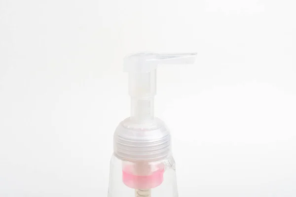 Close Image Translucent Top Pump Foam Soap Plastic Bottle Dispenser — Stock Photo, Image