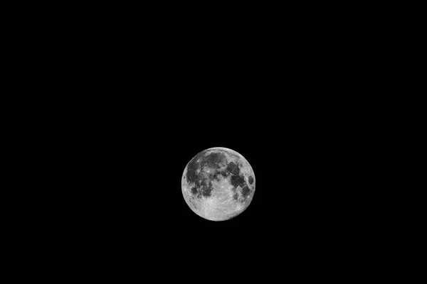 Bright Full Moon Hanging Middle Pitch Black Night — Stock Photo, Image