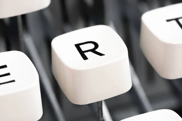 Extreme Close Macro Shot White Plastic Keyboard Key Cap Manual — Stock Photo, Image