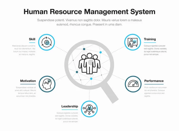 Jednoduchá Vektorová Informační Grafika Pro Systém Řízení Lidských Zdrojů Ikonami — Stockový vektor