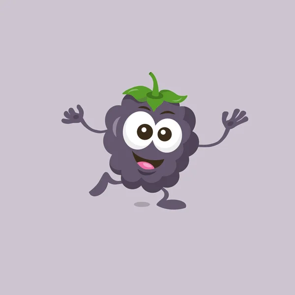 Ilustração Mascote Dewberry Feliz Bonito Com Grande Sorriso Isolado Fundo —  Vetores de Stock