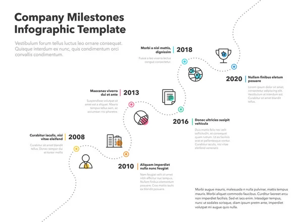 Infográfico Negócios Para Modelo Linha Tempo Marcos Empresa Com Caminho —  Vetores de Stock