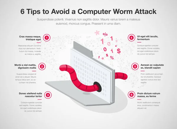 Infográfico Simples Para Dicas Proteção Para Evitar Modelo Ataque Worm —  Vetores de Stock