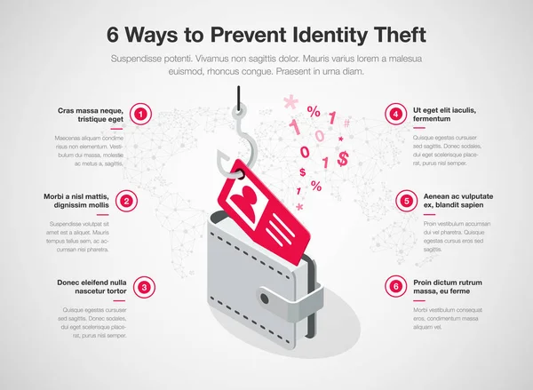 Eenvoudige Infographic Voor Manieren Voorkomen Dat Identiteitsdiefstal Sjabloon Geïsoleerd Lichte — Stockvector