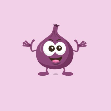 Hafif arka planda izole sevimli kararlı incir maskotu İllüstrasyon. Maskot markanız için düz tasarım stili.