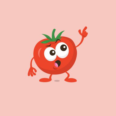 Hafif arka planda izole sevimli domates bakan maskot İllüstrasyon. Maskot markanız için düz tasarım stili.