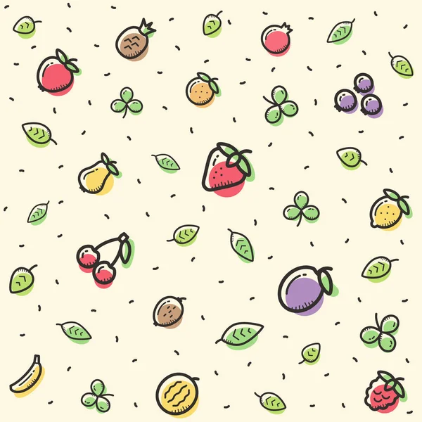 Patrón Fruta Fresca Con Iconos Colores Aislados Sobre Fondo Claro — Vector de stock
