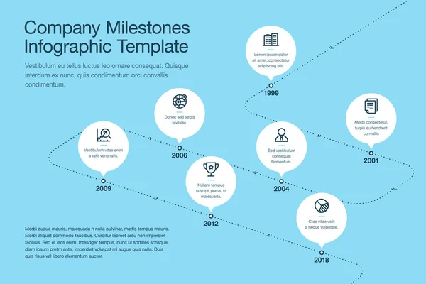 Visualização Simples Para Modelo Linha Tempo Marcos Empresa Com Círculos — Vetor de Stock