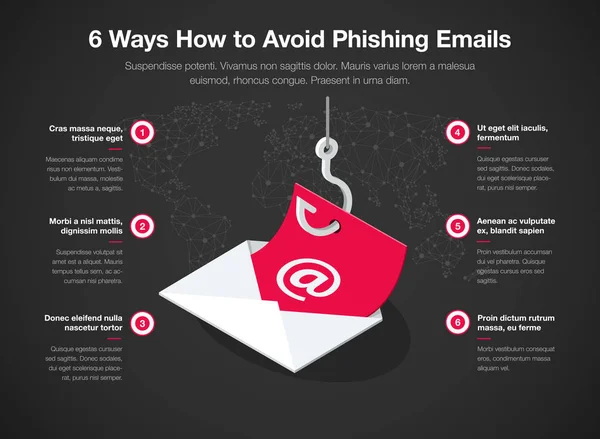 Infográfico Vetorial Simples Para Maneiras Evitar Modelo Mails Phishing Isolado —  Vetores de Stock