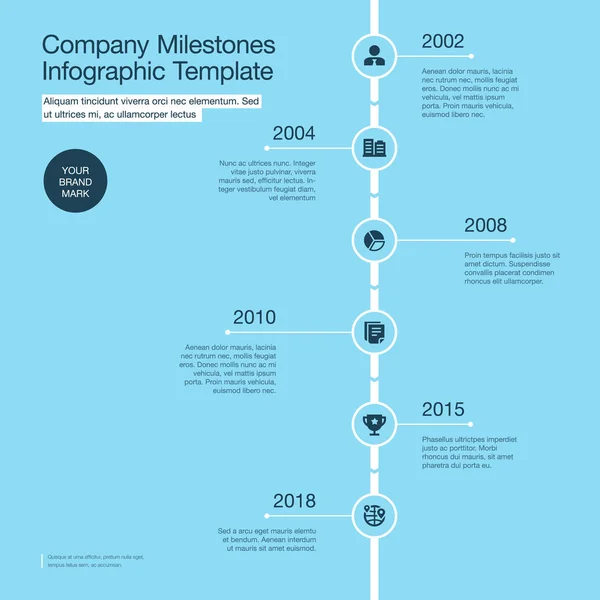 Инфографика Этапов Компании Шаблон Временной Шкалы Кругами Изолированы Синем Фоне — стоковый вектор