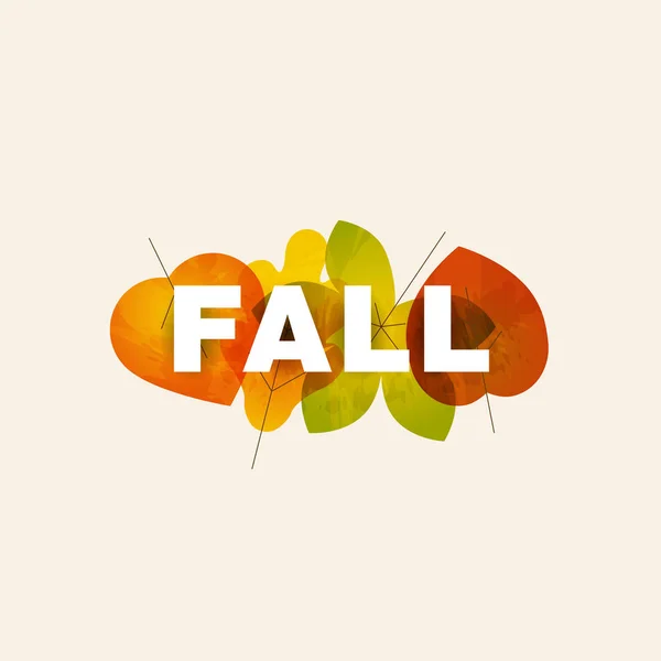 Fall Lettering Illustration Made Colorful Leaves Isolated Light Background Easy — Stock Vector