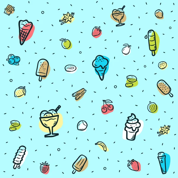 Modèle Crème Glacée Colorée Avec Des Icônes Colorées Isolées Sur — Image vectorielle