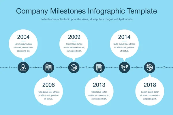 Einfache Visualisierung Für Meilensteine Des Unternehmens Timeline Vorlage Mit Kreisen — Stockvektor