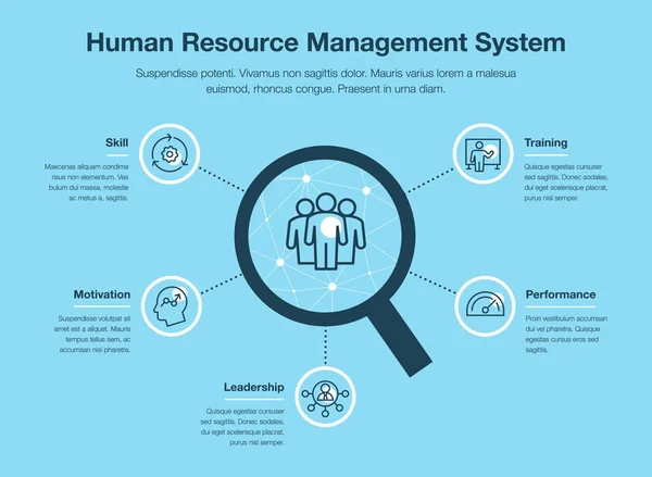 Jednoduchá Vektorová Informační Grafika Pro Systém Řízení Lidských Zdrojů Ikonami — Stockový vektor