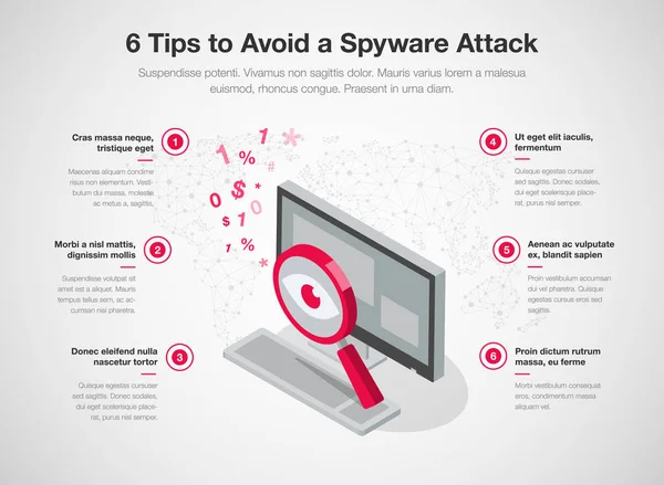 Plantilla Infografía Simple Para Consejos Para Evitar Ataque Spyware Aislado — Archivo Imágenes Vectoriales