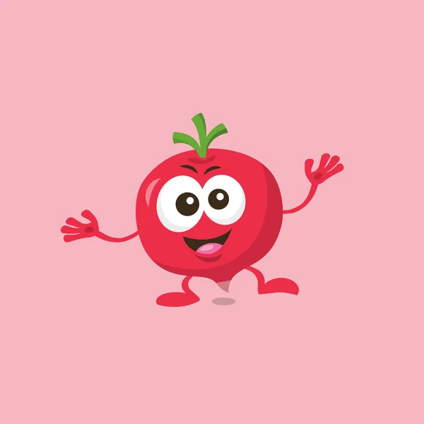 Illustration Cute Happy Radish Mascot Big Smile Isolated Light Background — Stock Vector