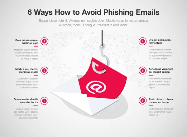 Einfache Vektor Infografik Für Möglichkeiten Phishing Mails Isoliert Auf Hellem — Stockvektor